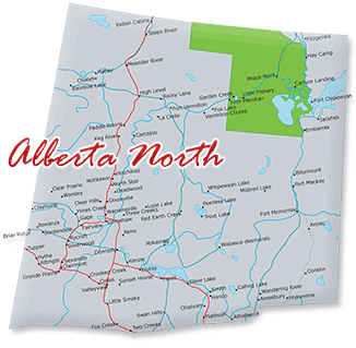 Map cutout of the Wildlands region in Alberta, Canada