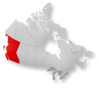 Location of British Columbia on map of Canada