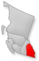 Location of the Kootenay Rockies region on British Columbia map
