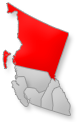 Location of the Northern British Columbia region on British Columbia map