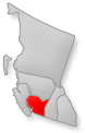 Location of the Vancouver Coast Mountains region on British Columbia map