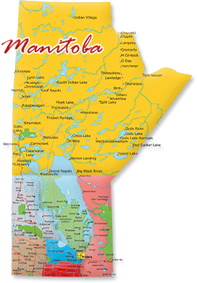 Map cutout of Manitoba in Canada