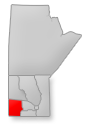 Location of the Western Region region on Manitoba map