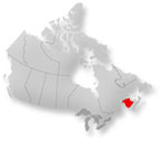 Location of New Brunswick on map of Canada