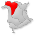 Location of the Appalachian Range region on New Brunswick map