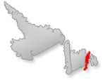 Location of the Eastern region on Newfoundland Labrador map