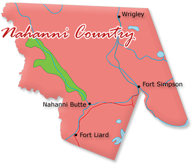 Map cutout of the Dehcho region in Northwest Territories, Canada