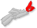 Location of the Cape Breton Island region on Nova Scotia map