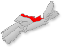 Location of the Northumberland Shore region on Nova Scotia map