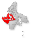 Location of the Kitikmeot region on Nunavut map