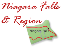 Map cutout of the Niagara Canada region in Ontario, Canada