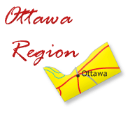 Map cutout of the Ottawa Countryside region in Ontario, Canada