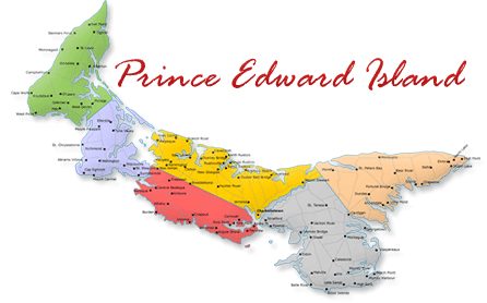 Map cutout of Prince Edward Island in Canada