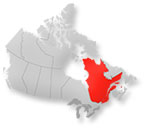 Location of Quebec on map of Canada