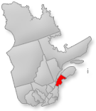 Location of the Bas Saint Laurent region on Quebec map