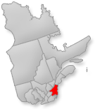Location of the Chaudiere Appalaches region on Quebec map