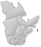 Location of the Iles De La Madeleine region on Quebec map
