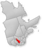 Location of the Lanaudiere region on Quebec map