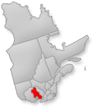 Location of the Laurentides region on Quebec map