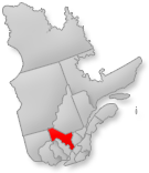 Location of the Mauricie region on Quebec map