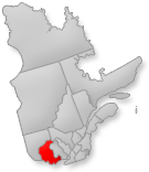 Location of the Outaouais region on Quebec map