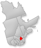 Location of the Quebec City Area region on Quebec map