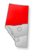 Location of the Lakelands region on Alberta map