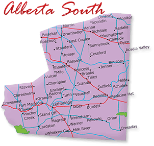 Map of the Alberta South Region