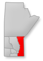 Map location of Eastern Region, Manitoba Canada