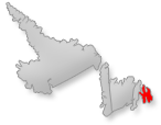 Map location of Avalon, Newfoundland Labrador Canada