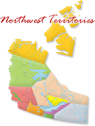 Map cutout of Northwest Territories in Canada