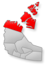 Map location of Western Arctic, Northwest Territories Canada