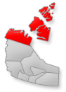 Location of the Western Arctic region on Northwest Territories map