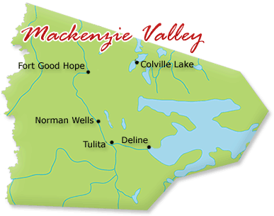 Map cutout of the Sahtu region in Northwest Territories, Canada