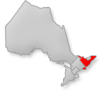 Map location of Southeastern Ontario, Ontario Canada