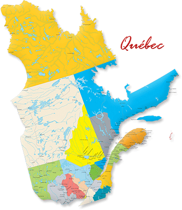 Map of Quebec, Canada