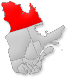Map location of Nunavik, Quebec Canada